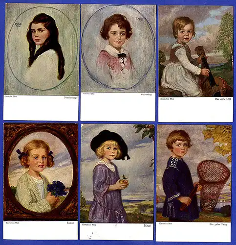 Kinder Jungen Mädchen Porträts Corneille Max 11 Künstler Postkarten 1910