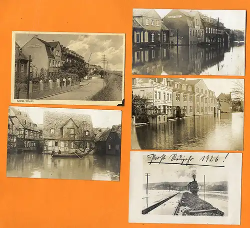Neuwied Feldkirchen Ortsteil Fahr Rhein Hochwasser 5 Foto Postkarten 1926