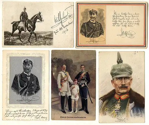 Deutsches Reich Adel Kaiser Wilhelm Militär Unterschrift 10 alte Postkarten 1913
