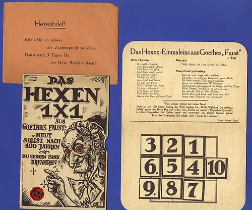 Literatur Mathematik Magie Goethe Faust Rätsel Hexen Einmaleins mit Lösung 1930