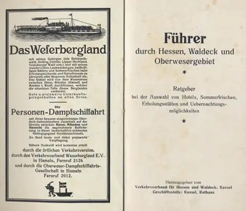 Hessen Kassel Waldeck Schwalm Eder Weser alter Reiseführer Wanderbuch 1930