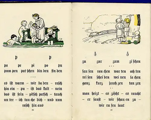 Württemberg Schule Pädagogik alte Fibel Kinder Lesebuch illustriert um 1911