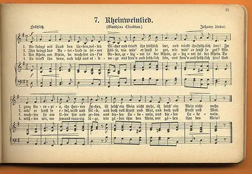 Rheinland Lieder Buch Album mit Noten Singstimme und Klavier um 1900
