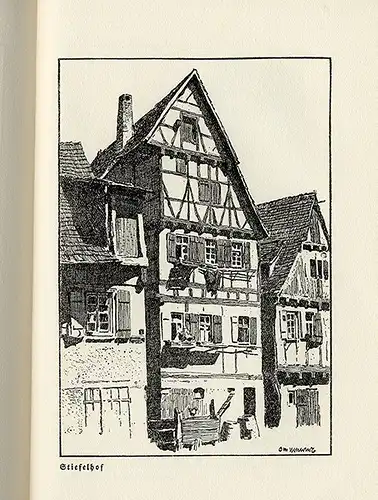 Württemberg Alt Tübingen gezeichnet von Otto Ubbelohde Kunst Grafik Buch 1924