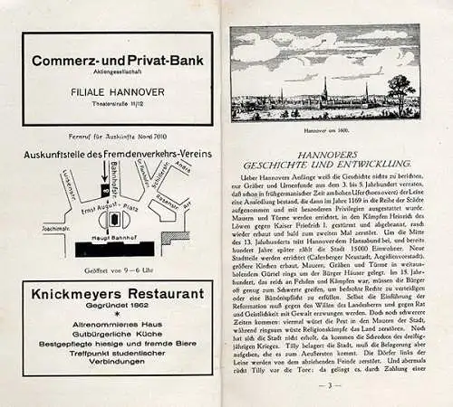 Niedersachsen Hannover Stadt Geschichte Verkehr Reklame Reiseführer 1929