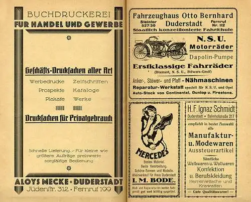 Niedersachsen Harz 1000 Jahre Duderstadt Stadt Geschichte Chronik von 1927