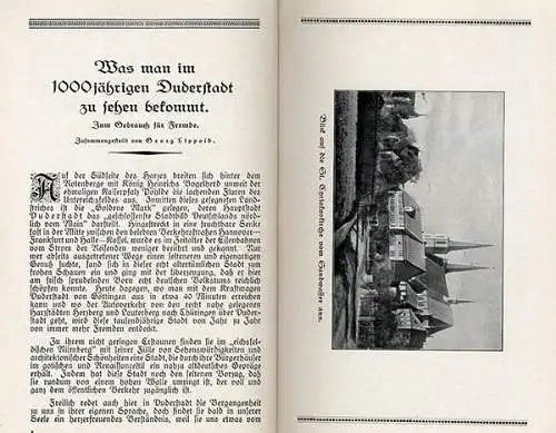 Niedersachsen Harz 1000 Jahre Duderstadt Stadt Geschichte Chronik von 1927