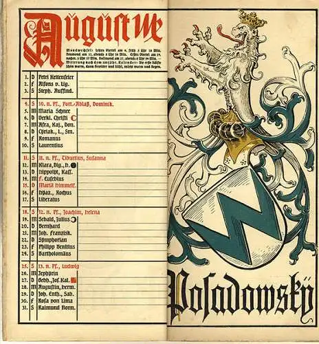 München Wappen Kalender Deutscher Adel Herzogtum Sachsen Anhalt 1912