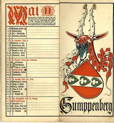 München Wappen Kalender Deutscher Adel Herzogtum Sachsen Anhalt 1912