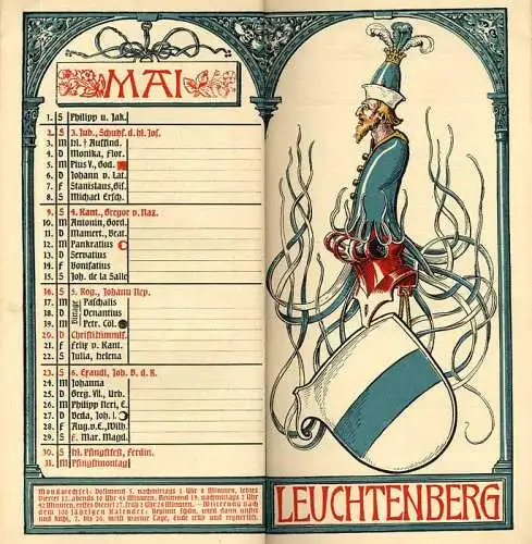 München Wappen Kalender Deutscher Adel Herzogtum Sachsen Meiningen 1909