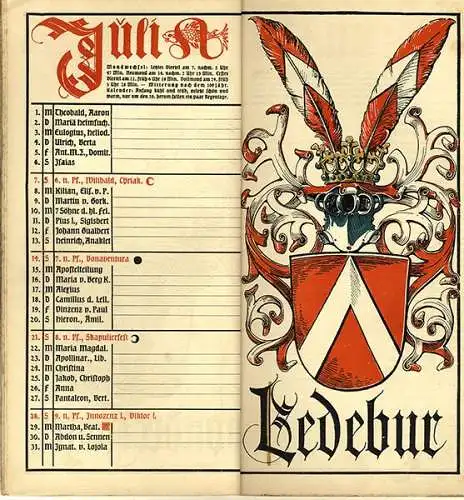 München Wappen Kalender Deutscher Adel Freistaat Lübeck Hanse 1920