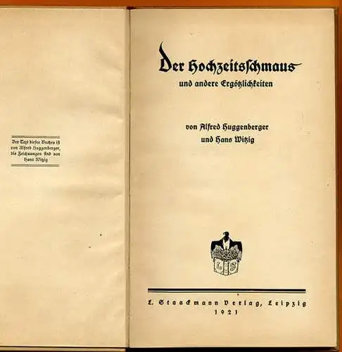 Der Hochzeitsschmaus Wilhelm Busch Manier Bilderbuch Geschichten Comic 1921