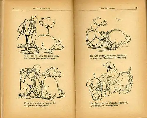 Der Hochzeitsschmaus Wilhelm Busch Manier Bilderbuch Geschichten Comic 1921