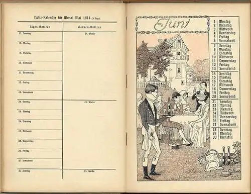 Illustrierter Gartenlaube Familien Kalender Kunst Grafik Reklame Jugendstil 1914