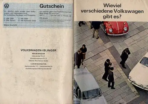 Auto Werbung Reklame VW Volkswagen Typen Poster Prospekt 1965