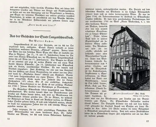 Hessen Taunus Bad Langenschwalbach Stadt Geschichte Reiseführer Festschrift 1927