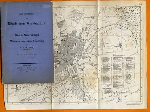 Rhein Wiesbaden Archäologie Stadt Geschichte Römische Wasserleitungen Buch 1877