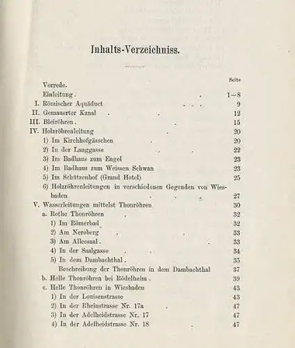 Rhein Wiesbaden Archäologie Stadt Geschichte Römische Wasserleitungen Buch 1877