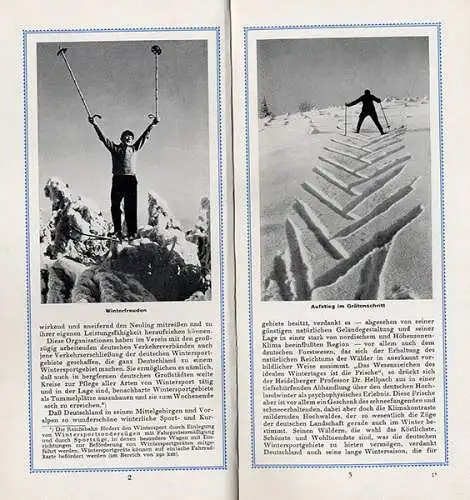 Deutschland Schnee Kurorte Wintersport Reichsbahn Reiseverkehr Werbeheft 1937