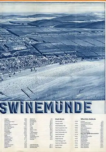 Pommern Ostsee Bad Swinemünde Panorama Reiseführer Fahrplan Prospekt 1936