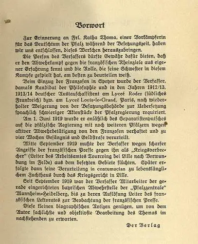 Pfalz Geschichte Französische Besatzung Frauen Widerstand Katharina Thoma 1931