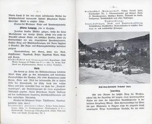 Österreich Wachau Melk Spitz Dürnstein Mautern Krems Donautal Reiseführer 1935