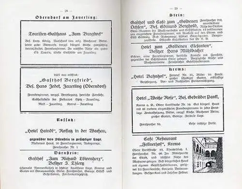 Österreich Wachau Melk Spitz Dürnstein Mautern Krems Donautal Reiseführer 1935