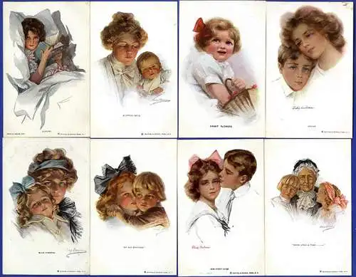 American Girl Frauen Mutter Kind Porträt Philip Boileau 13 Künstler Karten 1910