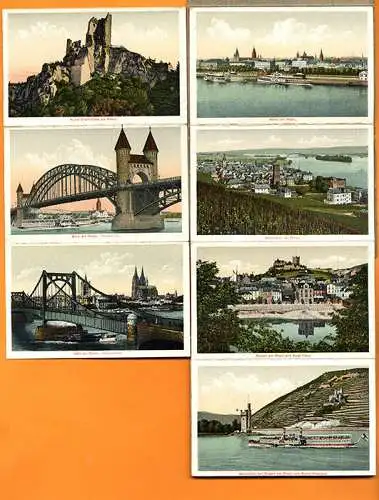 Der Rhein von Köln bis Mainz Chromo Litho Postkarten Leporello Album 1910