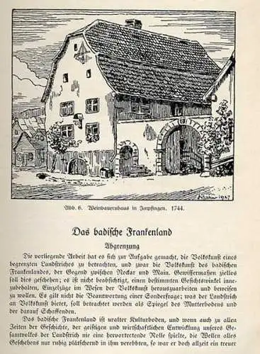 Baden Odenwald Franken Volkskunst Möbel Trachten Bildstock Brauchtum Buch 1927