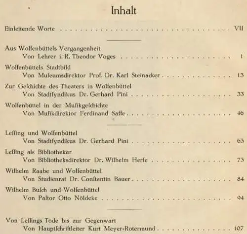 Niedersachsen Literatur Stadt Wolfenbüttel Dichter Raabe Lessing Busch Buch 1929