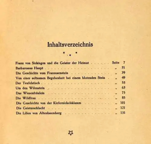 Rhein Pfalz Franz von Sickingen Glocken Mitternacht Sagen Spukgeschichten 1926