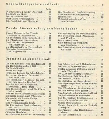 Baden Pforzheim Stadt Geschichte Wirtschaft Mundart Heimatkunde 1962