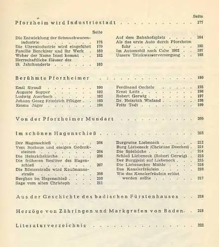 Baden Pforzheim Stadt Geschichte Wirtschaft Mundart Heimatkunde 1962