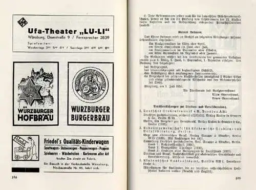 Bayern Main Franken Studentika Universität Würzburg Jahrbuch Führer von 1937