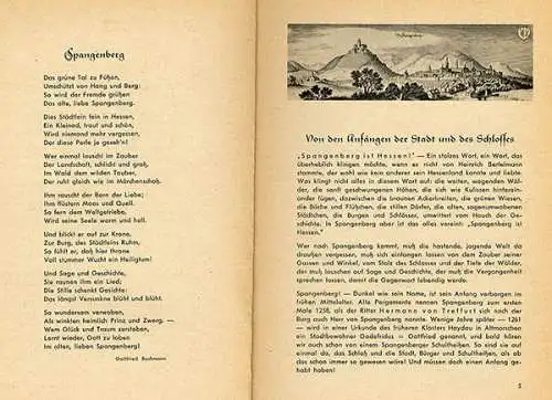 Hessen Schwalm Eder Stadt und Schloss Spangenberg Geschichte Heimatbuch 1962