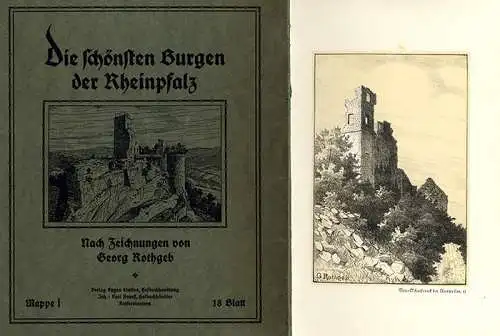 Rhein Pfalz Burgen Georg Rothgeb 18 Zeichnungen Kunst Grafik Bildermappe 1920