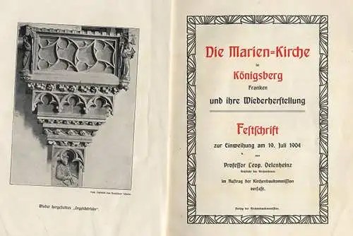 Bayern Franken Marienkirche Königsberg Geschichte Architektur Festschrift 1904