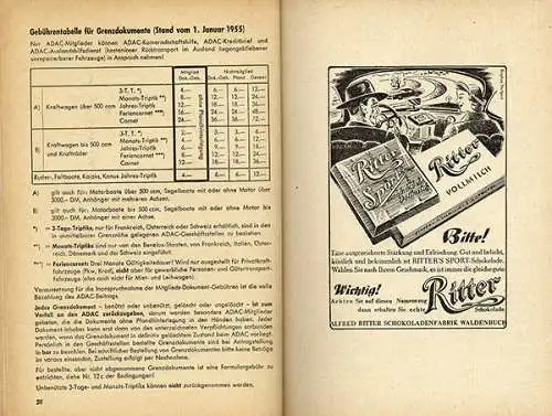 Deutschland Europa Auto ADAC Straßen Führer Ratgeber für Auslandsreisen 1955