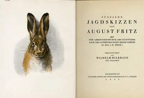 Kunst Malerei Wald Tiere Jagd Skizzen Buch August Fritz Darmstadt 1921