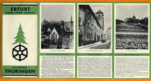 Thüringen Erfurt Stadt Geschichte Architektur Panorama Falt Prospekt 1936