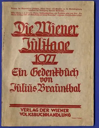 Österreich Wien Stadtgeschichte Wiener Juli Aufstand Antifa Gedenkbuch 1927