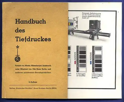 Papier Buch Druck Technik Tiefdruck Arbeit Maschinen Handbuch 1937