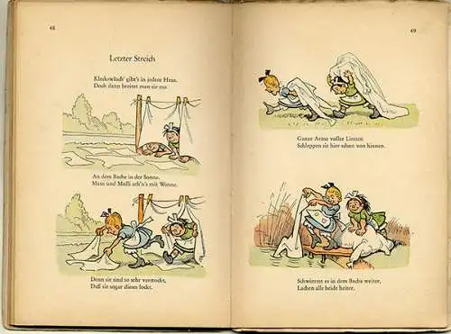 Lustige Mädchen Streiche Wilhelm Busch Art Bilderbuch Geschichten Comic 1925