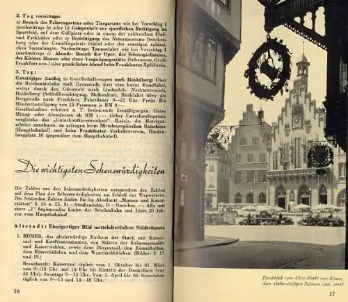 Hessen Frankfurt Main Stadt Geschichte Wirtschaft Verkehr Reiseführer 1938