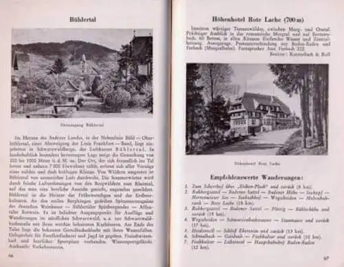 Baden Schwarzwald Bühl Hornisrinde Hundseck Mummelsee Wanderbuch 1951