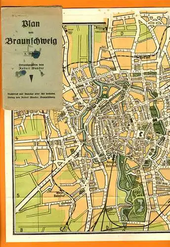 Niedersachsen Braunschweig Stadtplan Straßenverzeichnis Innenstadt 1925