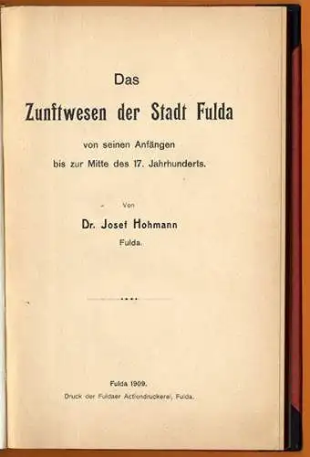 Hessen Fulda Zunft Handwerk Wirtschaft Mittelalter Stadt Geschichte  1927