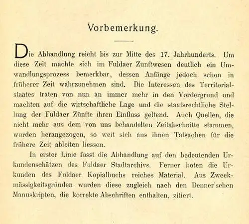 Hessen Fulda Zunft Handwerk Wirtschaft Mittelalter Stadt Geschichte  1927