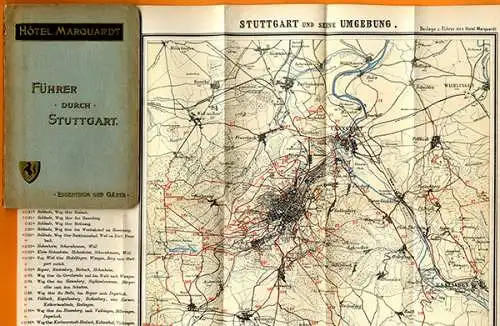 Württemberg Stuttgart Neckar Hotel Marquardt Stadt Führer Stadtplan 1902